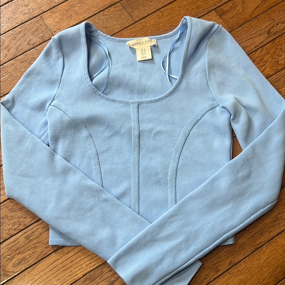Blue Fitted Bustier Bodysuit Top